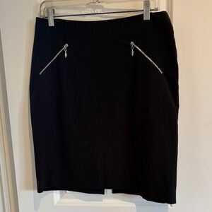 Cache Black Pencil Skirt with Zipper Details